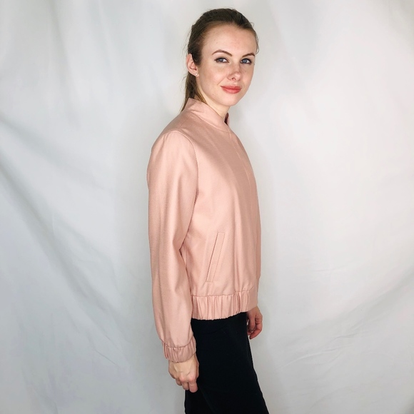 Cuyana Blush Millenial Pink Bomber Jacket Wool 706 - Picture 3 of 8